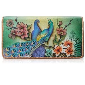 Women's Hand Painted Accordion Flap Wallet Leather